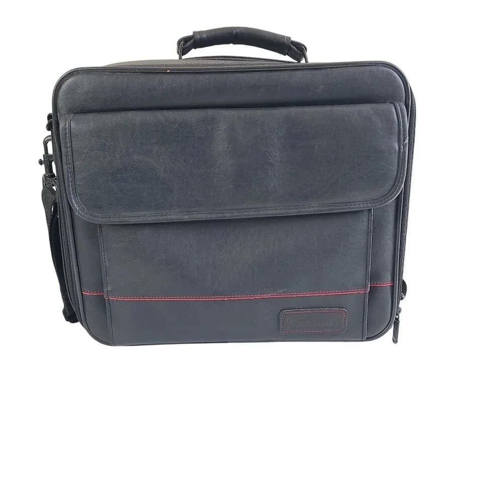Targus Black Leather Laptop Bag With Shoulder Strap & Multiple Compartments